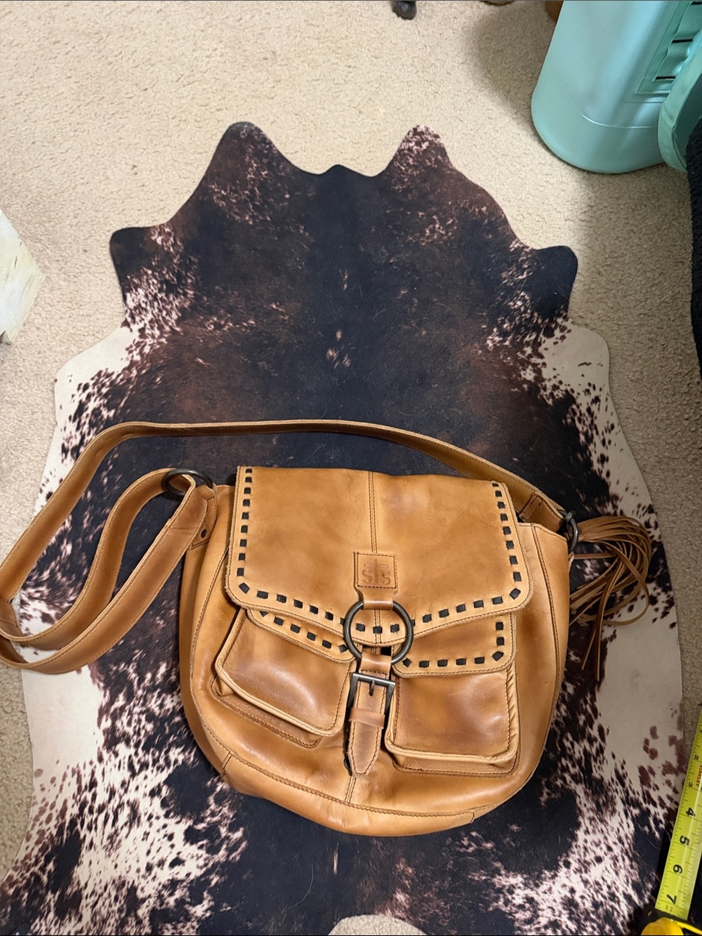 STS Ranchwear Tan Leather Crossbody with Buckle Detail